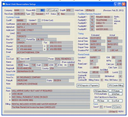 screenshot of Sirius Software - Marina System